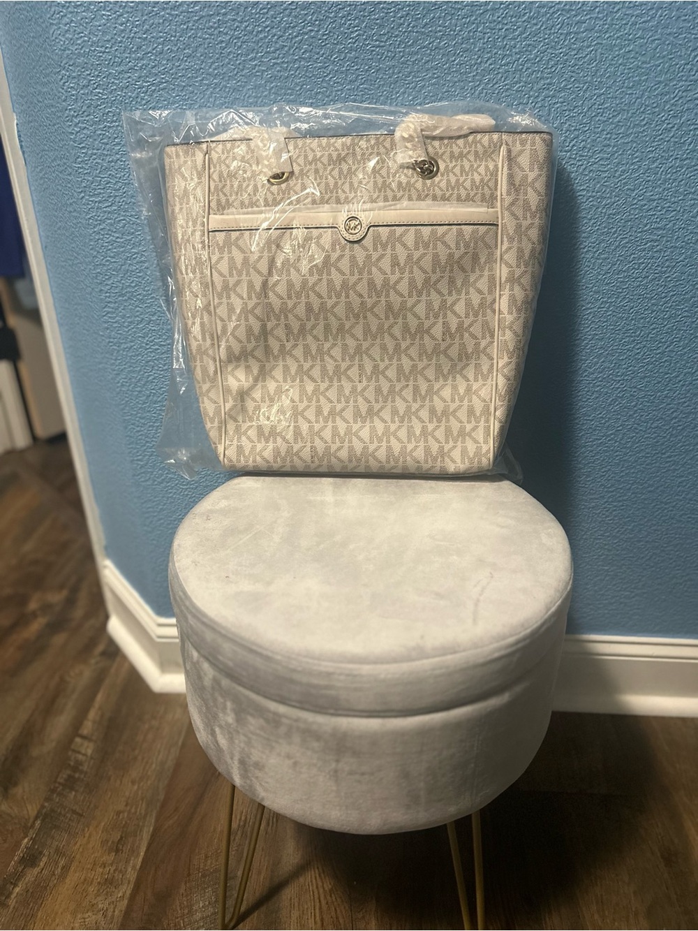 Michael Kors Ivory Beige MK Logo Tote